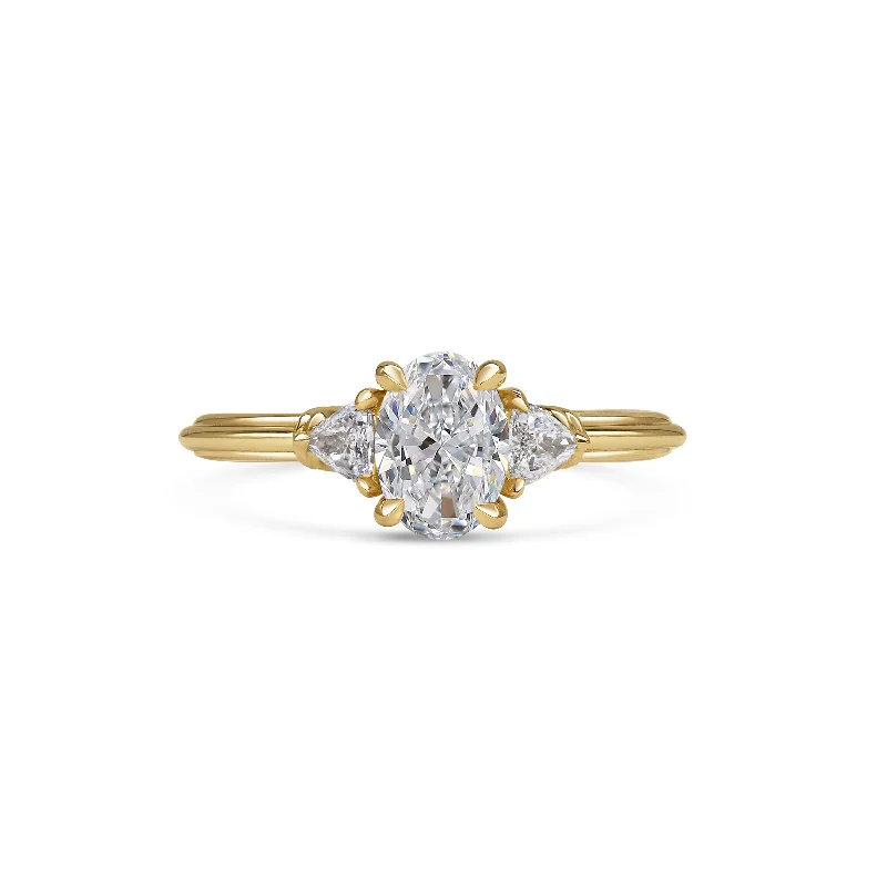 Marquise Cut Engagement Rings with a Channel - Set Diamond BandClara Ring - Oval Cut