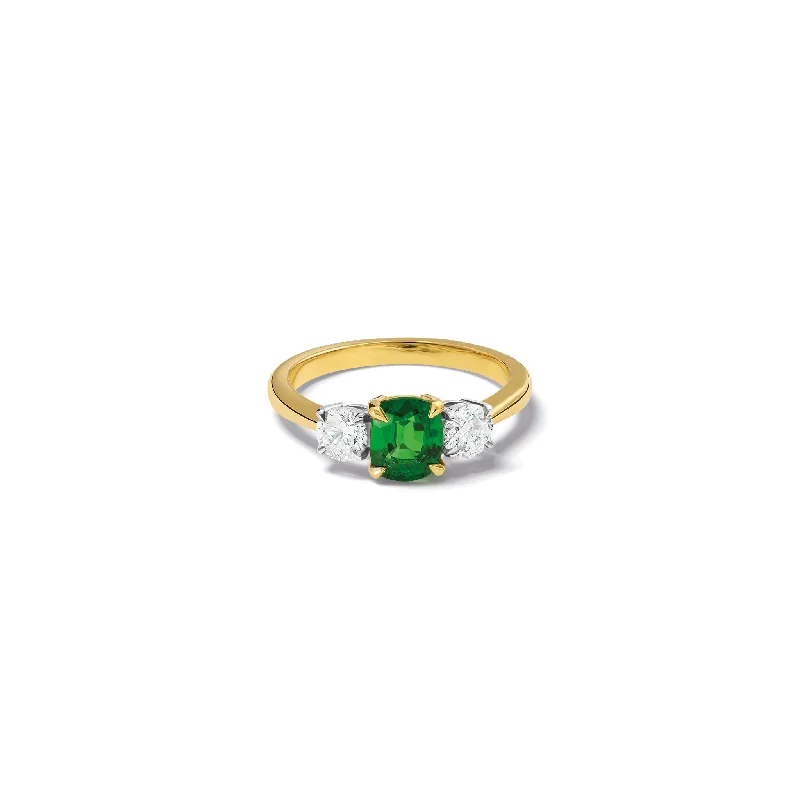 Cushion - Cut Halo Engagement Rings with a Platinum Band and Micro - Pave DetailsDelilah Engagement Ring 18ct White & Yellow Gold - Tsavorite Garnet & Diamond