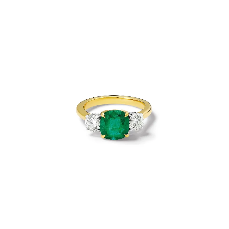 Classic Round Cut Engagement Rings with Platinum Prongs and Halo Setting for Timeless EleganceDelilah Engagement Ring 18ct White & Yellow Gold - Emerald & Diamond