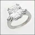 Cushion - Cut Halo Engagement Rings with a Platinum Band and Micro - Pave DetailsEngagement 5 Ct Asscher Ct Baguettes Cubic Zirconia Cz Ring