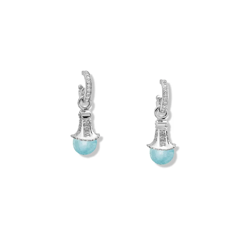 Cushion - Cut Halo Engagement Rings with a Platinum Band and Micro - Pave DetailsFouquet Earring Drops Silver - Aquamarine