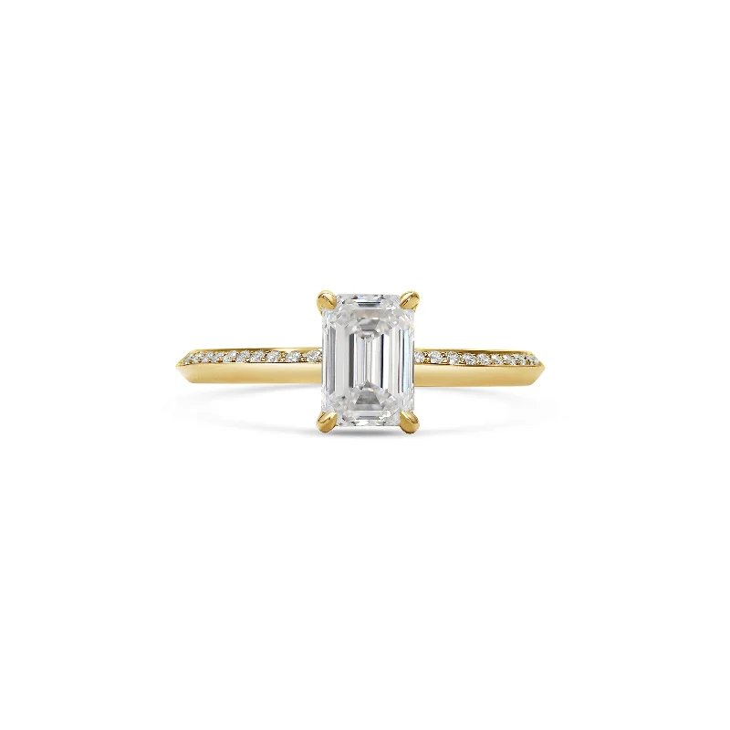 Classic Round Cut Engagement Rings with Platinum Prongs and Halo Setting for Timeless EleganceGrace with Diamonds Ring - Emerald Cut - In Stock