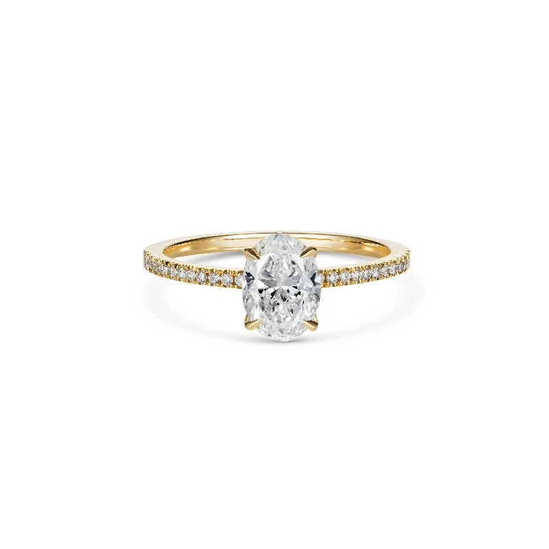 Art Deco Engagement Rings with Geometric Patterns and Baguette - Cut Diamond AccentsLuna Ring - Oval Cut