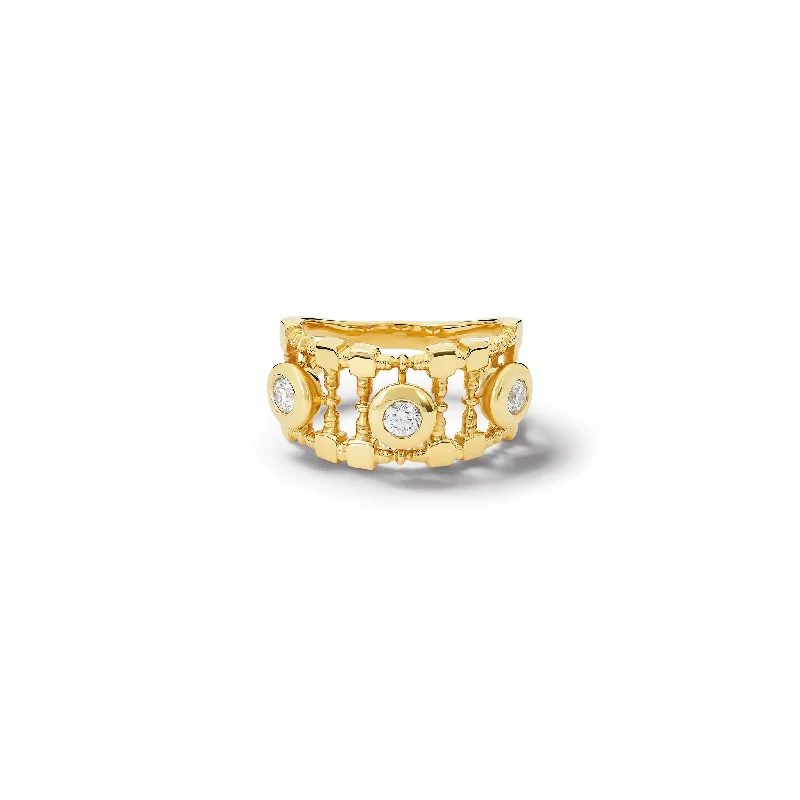 Cluster Engagement Rings with Multiple Small Diamonds Arranged in a Stunning DesignMashrabiya Trellis Ring 18ct Yellow Gold - Diamond