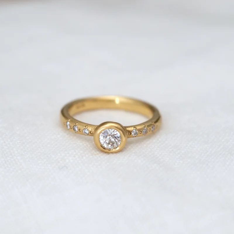 Marquise Cut Engagement Rings with a Channel - Set Diamond BandDelicate Bezel Ring with Diamonds - One of a Kind