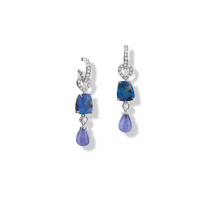 Signature - Design Engagement Rings with a Brand - Exclusive Pattern and Premium DiamondsOctavia Earring Drops 18ct White Gold - Blue Opal, Tanzanite & Diamond