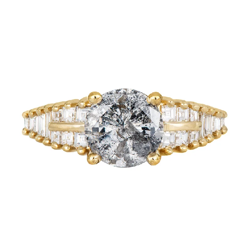 Pear - Shaped Engagement Rings in Yellow Gold with a Diamond - Encrusted BandOne Carat Diamond Ring with a Snowy Diamond