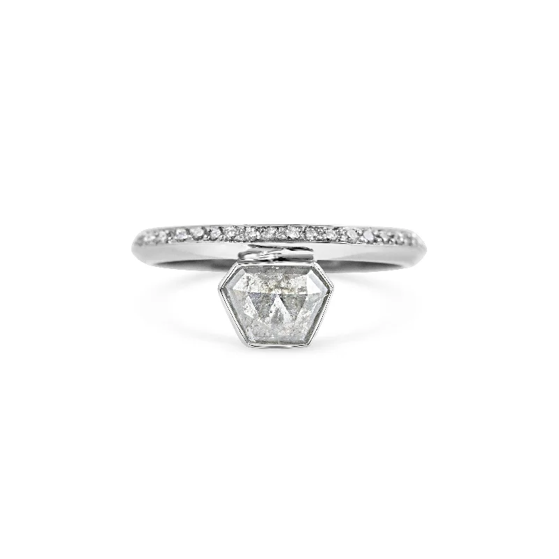 Cushion - Cut Halo Engagement Rings with a Platinum Band and Micro - Pave DetailsPakhet Ring - On Hold