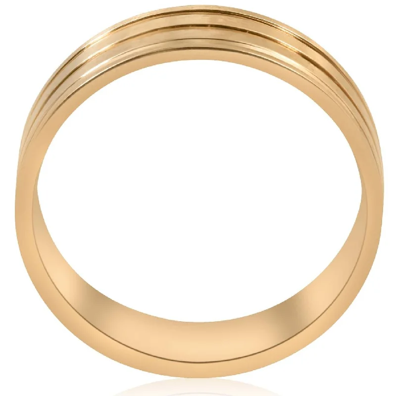 Laser - Etched Floral Design Wedding Bands in Palladium for a Delicate and Intricate LookPolished Wedding Ring Yellow Gold