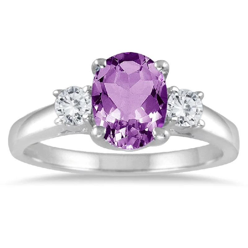 Opal Gemstone Rings in Rose Gold with a Milgrain Edge for a Feminine and Romantic Style1 3/4 Carat Amethyst and Diamond Three Stone Ring 14K White Gold