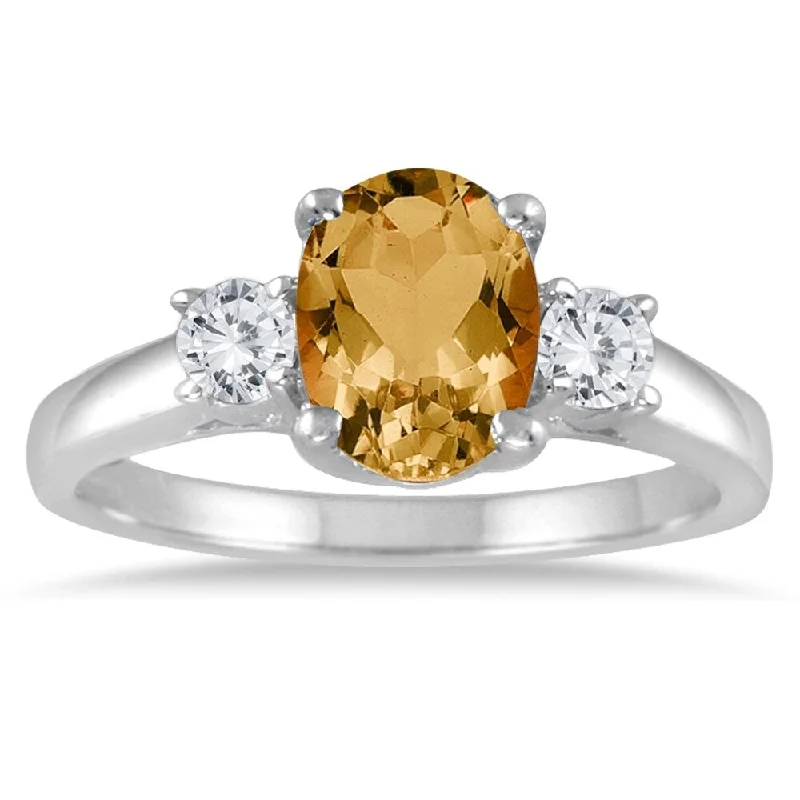 Aquamarine Gemstone Rings in 9K Gold with a Bezel Setting for a Modern and Secure Fit1 3/4 Carat Citrine and Diamond Three Stone Ring 14K White Gold