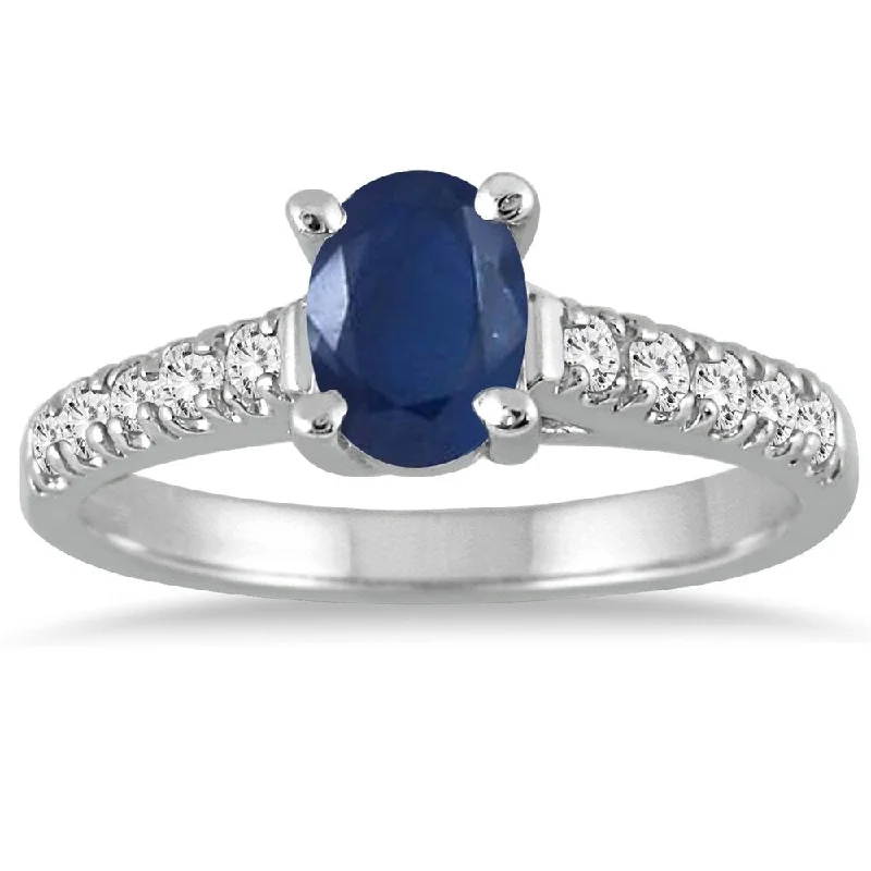 Lapis Lazuli Gemstone Rings in Sterling Silver with a Star - Shaped Setting for a Celestial - Inspired Piece1 Carat Oval Sapphire and Diamond Ring in 14K White Gold