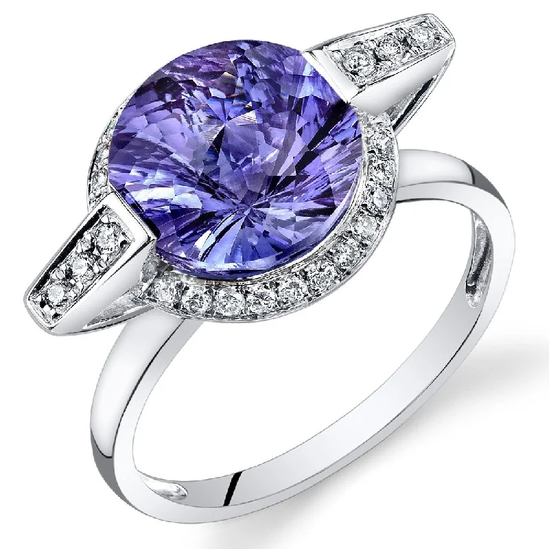 Amethyst Gemstone Rings in Sterling Silver with a Halo of Cubic Zirconia for a Budget - Friendly Luxury14k White Gold 4.65ct Created Sapphire and Diamond Ring