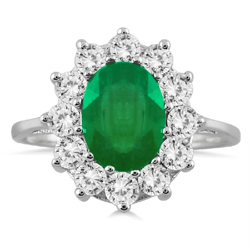 Turquoise Gemstone Rings in 925 Silver with a Southwestern - Inspired Design for a Rustic Charm3 Carat TW Diamond and Emerald Ring in 14K White Gold