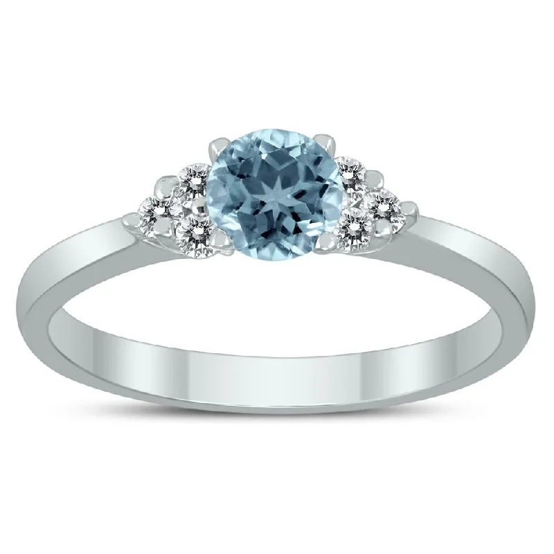 Topaz Gemstone Rings in 10K Gold with a Channel - Set Design for a Contemporary and Durable Option4MM Aquamarine and Diamond Cynthia Ring in 10K White Gold