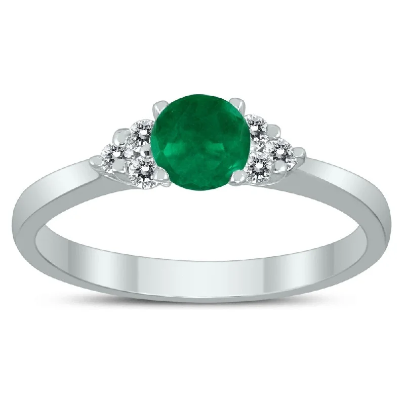 Jasper Gemstone Rings in 18K Gold Vermeil with a Matte Finish for a Subtle and Elegant Look4MM Emerald and Diamond Cynthia Ring in 10K White Gold