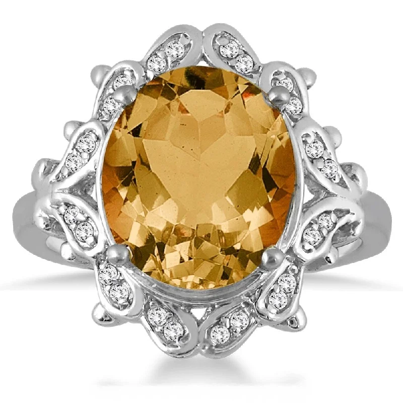 Sapphire Gemstone Rings in 18K White Gold with Diamond Accents for an Elegant Engagement5 Carat Citrine and Diamond Ring in 10K White Gold