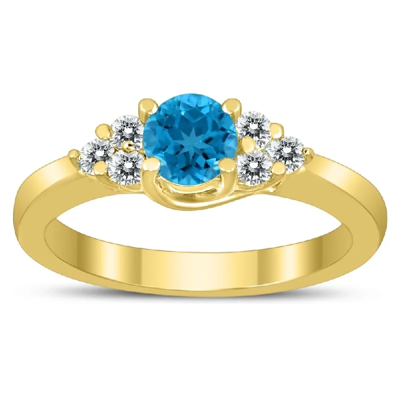 Peridot Gemstone Rings in 14K Gold - Filled Metal with a Pave - Set Band for a Sparkling Look5MM Blue Topaz and Diamond Cynthia Ring in 10K Yellow Gold