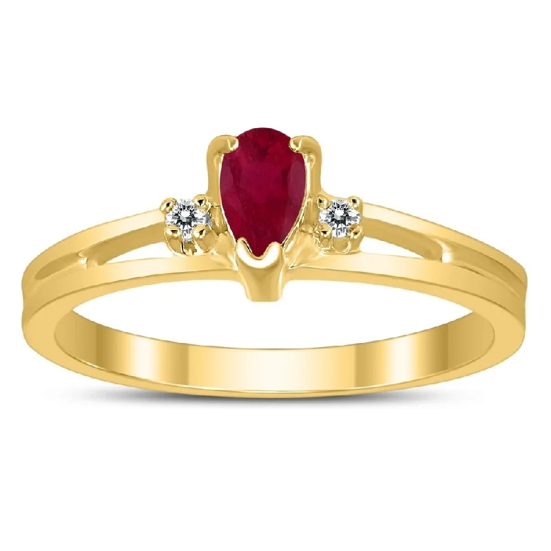 Amethyst Gemstone Rings in Sterling Silver with a Halo of Cubic Zirconia for a Budget - Friendly Luxury5X3MM Ruby and Diamond Pear Shaped Open Three Stone Ring in 10K Yellow Gold