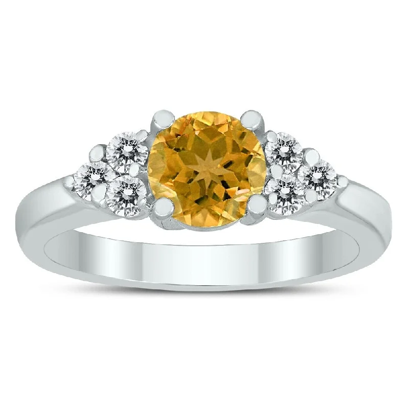 Aquamarine Gemstone Rings in 9K Gold with a Bezel Setting for a Modern and Secure Fit6MM Citrine and Diamond Cynthia Ring in 10K White Gold