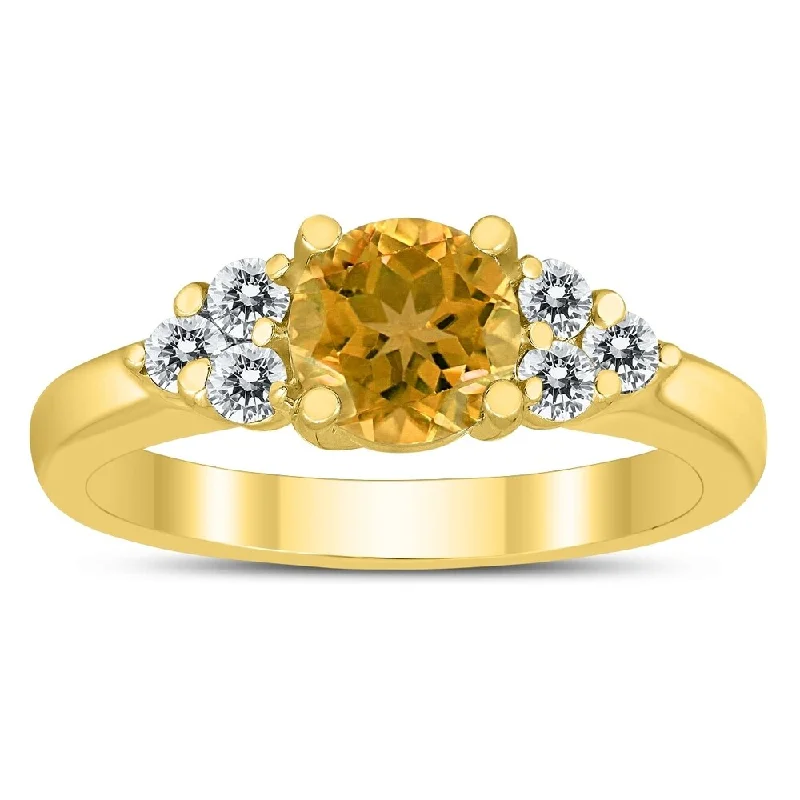 Sapphire Gemstone Rings in 18K White Gold with Diamond Accents for an Elegant Engagement6MM Citrine and Diamond Cynthia Ring in 10K Yellow Gold