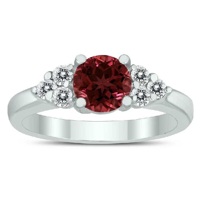 Sapphire Gemstone Rings in 18K White Gold with Diamond Accents for an Elegant Engagement6MM Garnet and Diamond Cynthia Ring in 10K White Gold