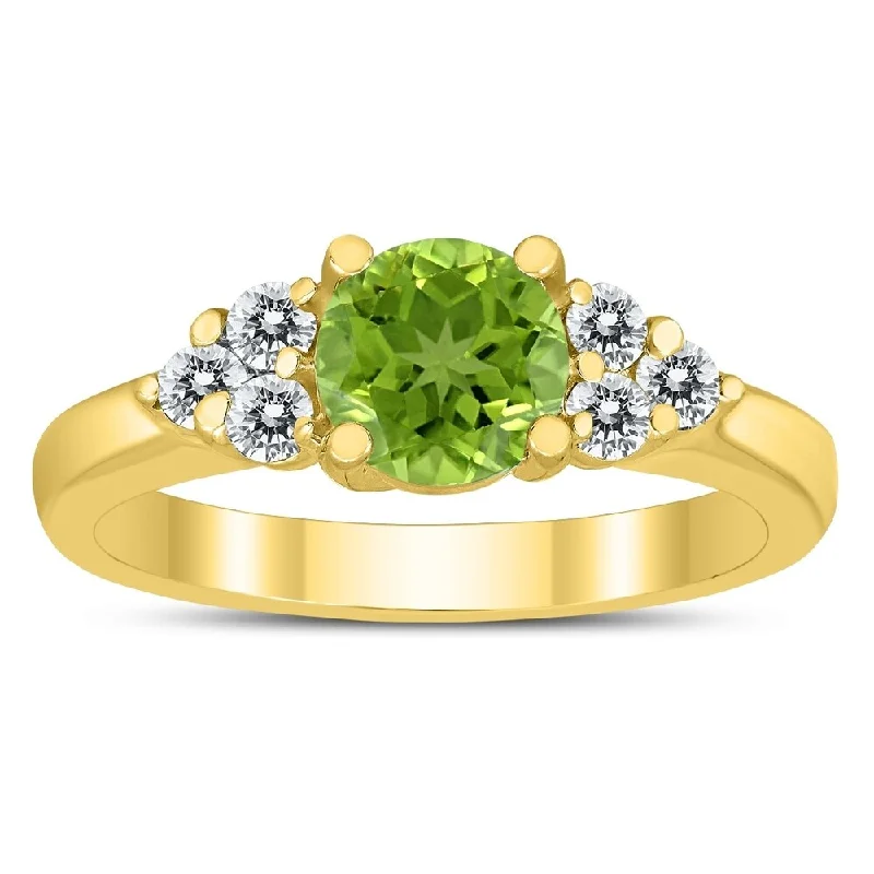 Topaz Gemstone Rings in 10K Gold with a Channel - Set Design for a Contemporary and Durable Option6MM Peridot and Diamond Cynthia Ring in 10K Yellow Gold