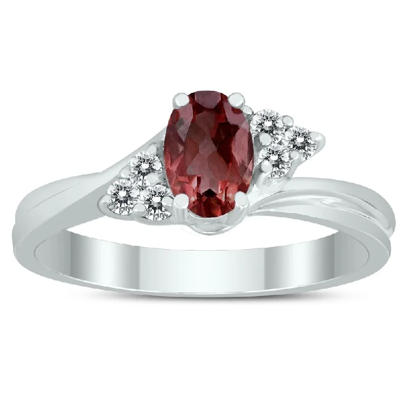 Alexandrite Gemstone Rings in Platinum with a Hidden Halo for a Rare and Luxurious Piece6X4MM Garnet and Diamond Twist Ring in 10K White Gold