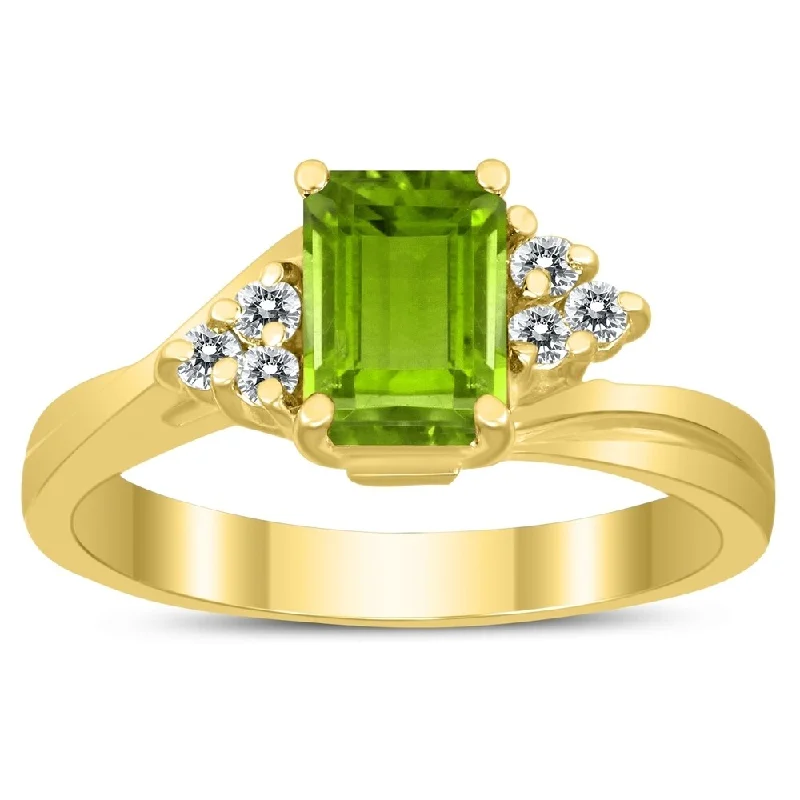 Alexandrite Gemstone Rings in Platinum with a Hidden Halo for a Rare and Luxurious Piece7X5MM Peridot and Diamond Twist Ring in 10K Yellow Gold