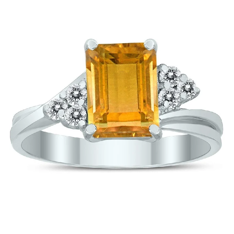 Tourmaline Gemstone Rings in 18K Two - Tone Gold with a Floral - Shaped Setting for a Feminine Touch8X6MM Citrine and Diamond Twist Ring in 10K White Gold