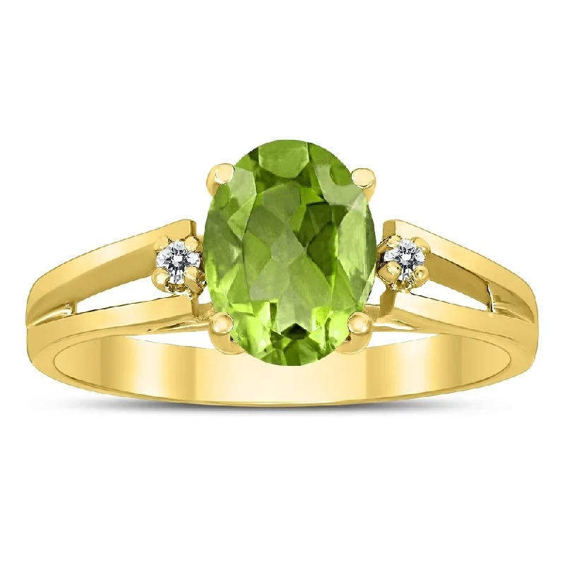 Amethyst Gemstone Rings in Sterling Silver with a Halo of Cubic Zirconia for a Budget - Friendly Luxury8X6MM Peridot and Diamond Open Three Stone Ring in 10K Yellow Gold