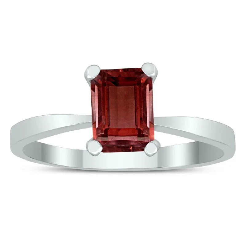 Ruby Gemstone Rings in 14K Yellow Gold with a Solitaire Setting for a Classic and Bold StatementEmerald Shaped 7X5MM Garnet Solitaire Ring in 10K White Gold