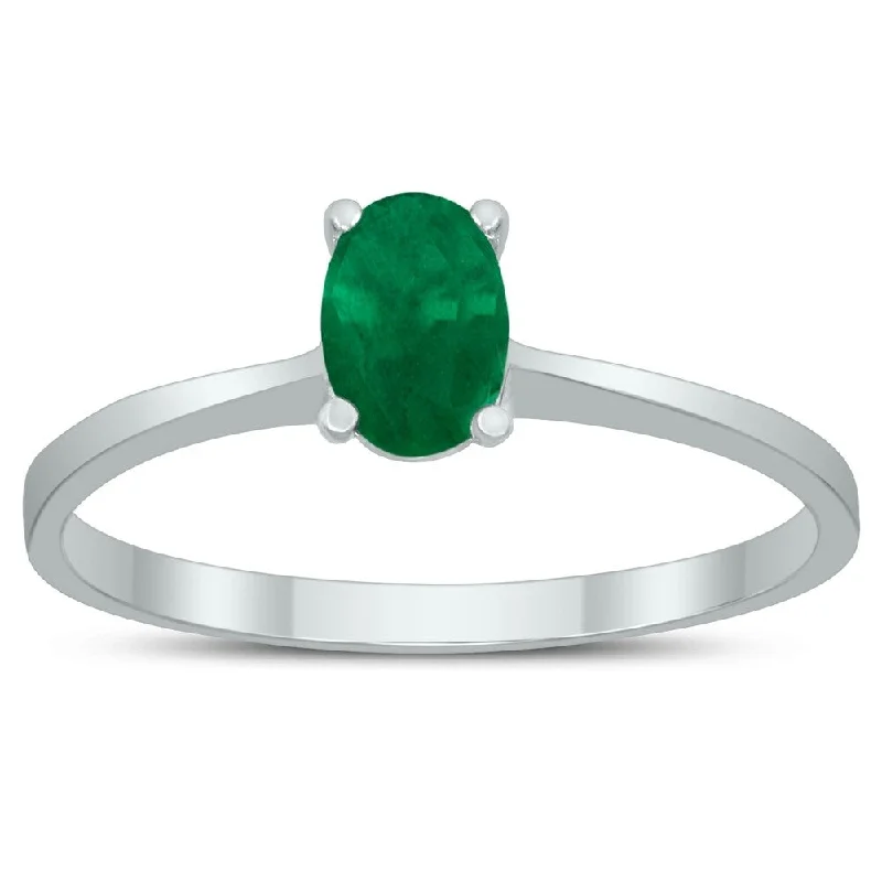 Tourmaline Gemstone Rings in 18K Two - Tone Gold with a Floral - Shaped Setting for a Feminine TouchOval Solitaire 6X4MM Emerald Ring in 10K White Gold