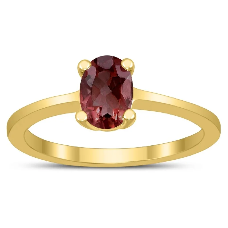 Citrine Gemstone Rings in Stainless Steel with a Stackable Design for a Trendy Everyday WearOval Solitaire 7X5MM Garnet Ring in 10K Yellow Gold