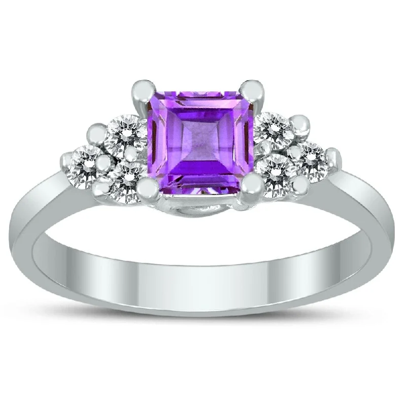 Tourmaline Gemstone Rings in 18K Two - Tone Gold with a Floral - Shaped Setting for a Feminine TouchPrincess Cut 5X5MM Amethyst and Diamond Duchess Ring in 10K White Gold