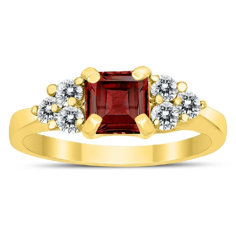 Tourmaline Gemstone Rings in 18K Two - Tone Gold with a Floral - Shaped Setting for a Feminine TouchPrincess Cut 6X6MM Garnet and Diamond Duchess Ring in 10K Yellow Gold