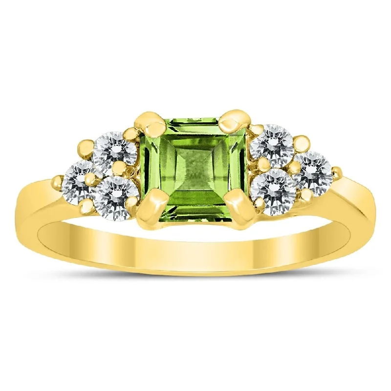 Topaz Gemstone Rings in 10K Gold with a Channel - Set Design for a Contemporary and Durable OptionPrincess Cut 6X6MM Peridot and Diamond Duchess Ring in 10K Yellow Gold