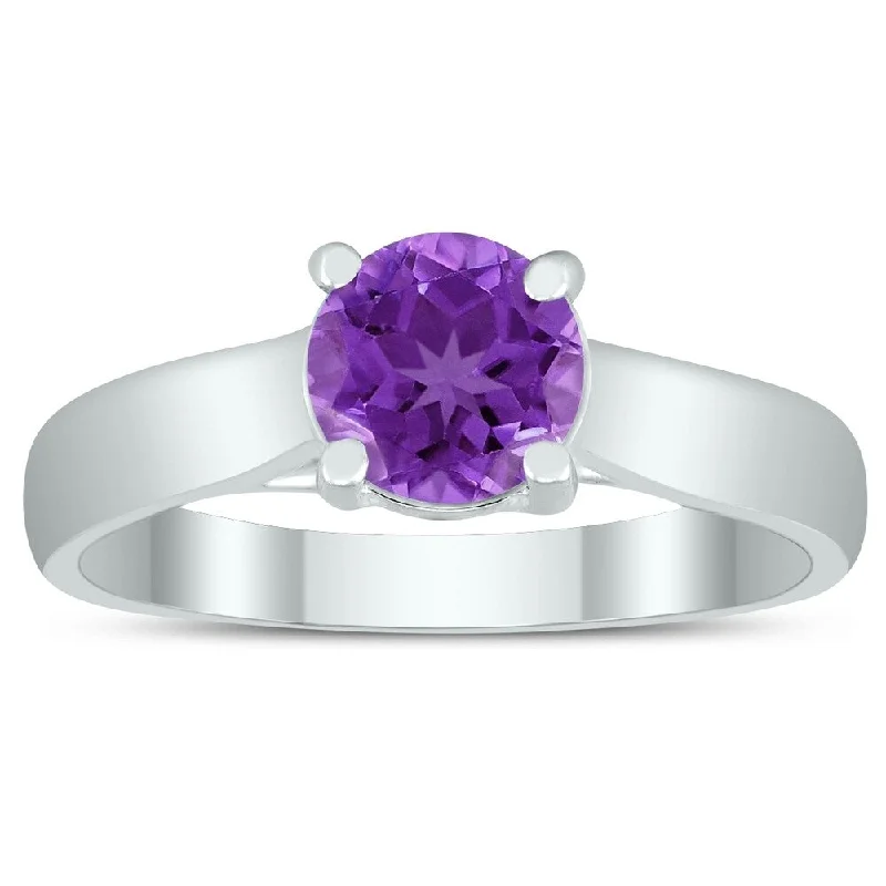 Citrine Gemstone Rings in Stainless Steel with a Stackable Design for a Trendy Everyday WearRound 6MM Amethyst Cathedral Solitaire Ring in 10K White Gold