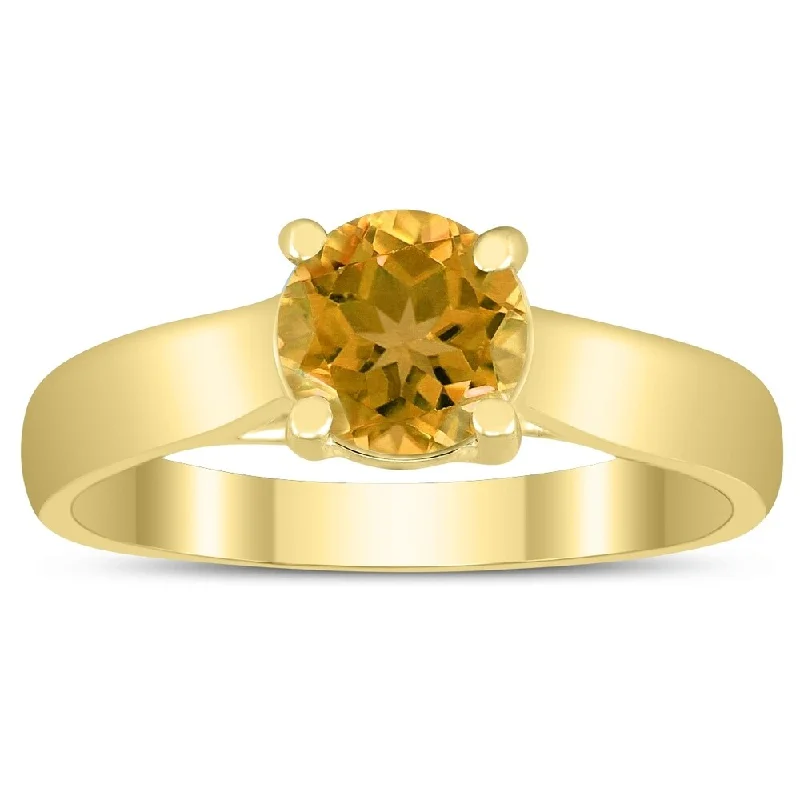 Tanzanite Gemstone Rings in 10K Gold with a Trilogy Design for a Sophisticated GiftRound 6MM Citrine Cathedral Solitaire Ring in 10K Yellow Gold