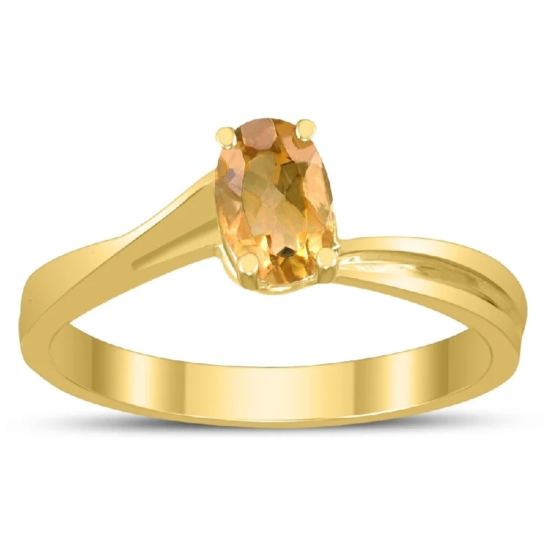 Ruby Gemstone Rings in 14K Yellow Gold with a Solitaire Setting for a Classic and Bold StatementSolitaire Oval 6X4MM Citrine Gemstone Twist Ring in 10K Yellow Gold