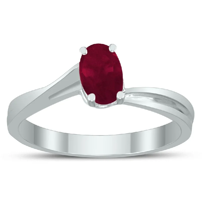 Tanzanite Gemstone Rings in 10K Gold with a Trilogy Design for a Sophisticated GiftSolitaire Oval 6X4MM Ruby Gemstone Twist Ring in 10K White Gold