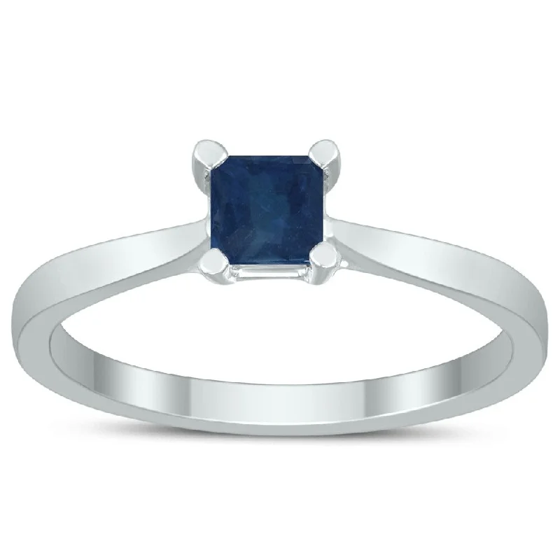 Aquamarine Gemstone Rings in 9K Gold with a Bezel Setting for a Modern and Secure FitSquare Princess Cut 4MM Sapphire Solitaire Ring in 10K White Gold