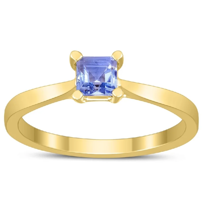 Citrine Gemstone Rings in Stainless Steel with a Stackable Design for a Trendy Everyday WearSquare Princess Cut 4MM Tanzanite Solitaire Ring in 10K Yellow Gold