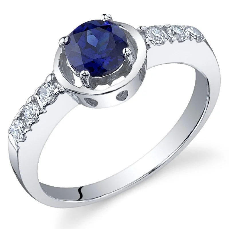 Sapphire Gemstone Rings in 18K White Gold with Diamond Accents for an Elegant EngagementSterling Silver 0.75 ct Created Sapphire Birthstone Ring