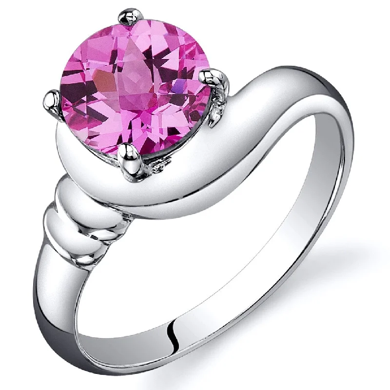 Opal Gemstone Rings in Rose Gold with a Milgrain Edge for a Feminine and Romantic StyleSterling Silver 1.75 ct Created Pink Sapphire Solitaire Ring