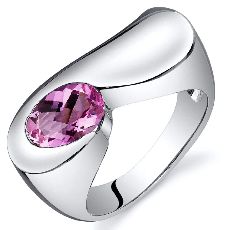 Citrine Gemstone Rings in Stainless Steel with a Stackable Design for a Trendy Everyday WearSterling Silver 1.75 ct Created Pink Sapphire Solitaire Ring