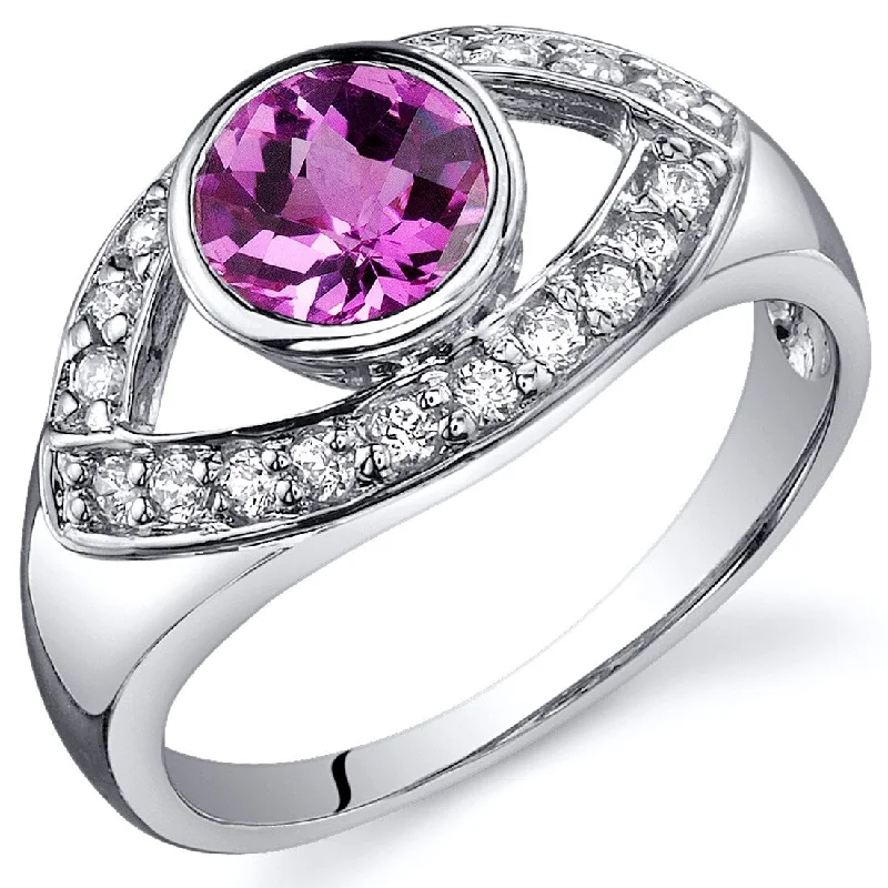 Tourmaline Gemstone Rings in 18K Two - Tone Gold with a Floral - Shaped Setting for a Feminine TouchSterling Silver 1 ct Created Pink Sapphire Birthstone Ring