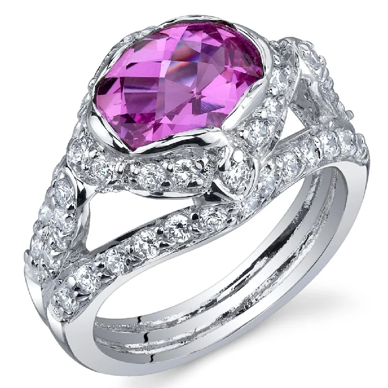 Iolite Gemstone Rings in 10K Gold with a Twisted Band for a Distinctive and Stylish AccessorySterling Silver 2.5 ct Created Pink Sapphire Birthstone Ring