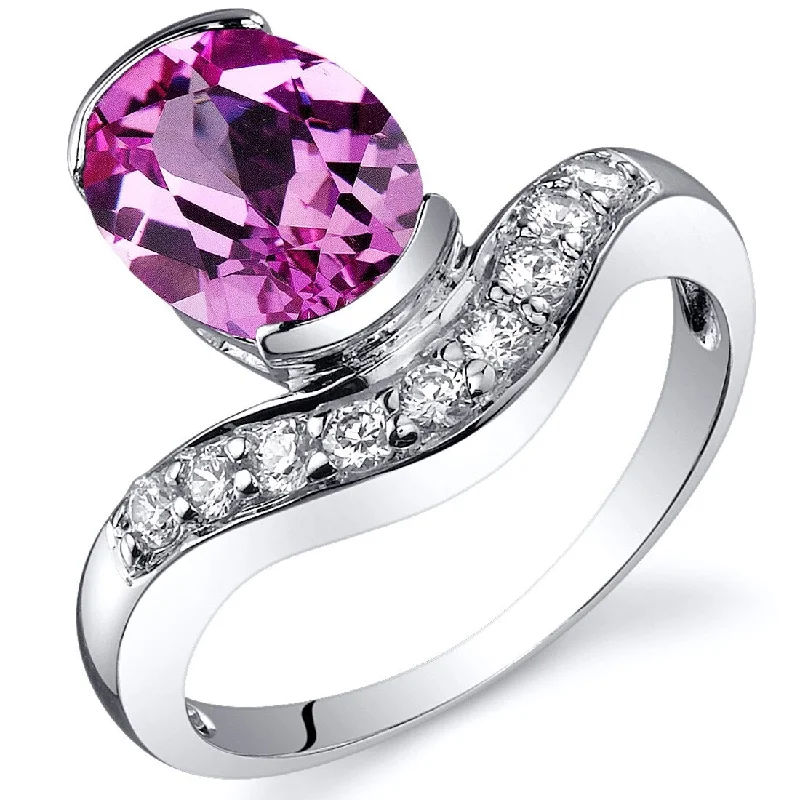 Aquamarine Gemstone Rings in 9K Gold with a Bezel Setting for a Modern and Secure FitSterling Silver 2.5 ct Created Pink Sapphire Birthstone Ring