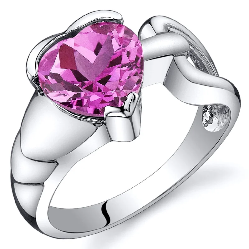 Emerald Gemstone Rings Set in Platinum with Filigree Work for a Vintage - Inspired LookSterling Silver 2.5 ct Created Pink Sapphire Solitaire Ring